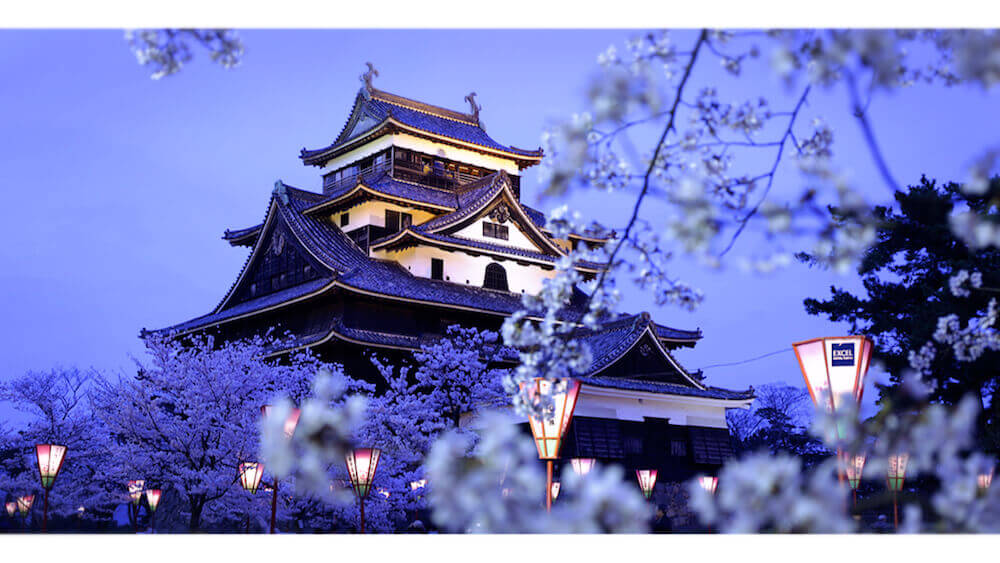 桜の季節に訪れる松江城公園